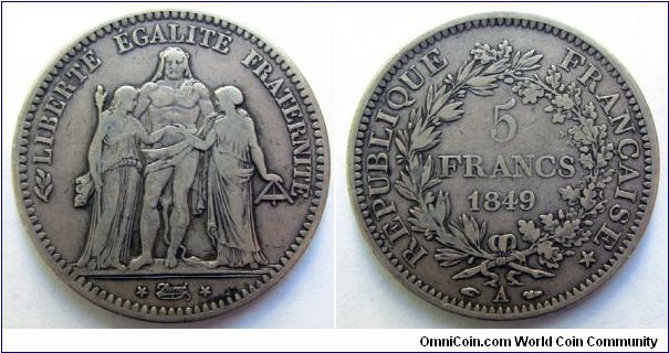 1849 A 5 francs (Hercule)