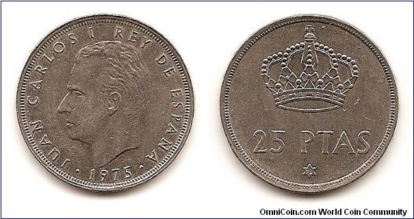 25 Pesetas
KM#808
8.5000 g., Copper-Nickel, 26.5 mm. Ruler: Juan Carlos I Obv:
Head left Rev: Crown above value, UNA GRANDE LIBRE