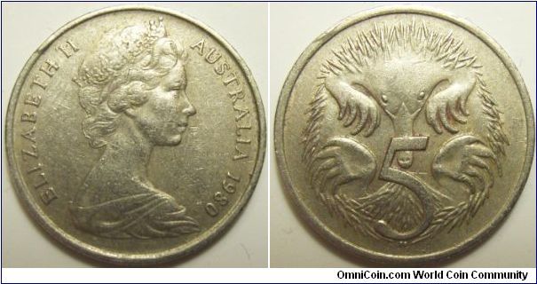 Australia 1980 5 cents.
