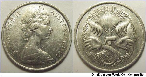 Australia 1983 5 cents.