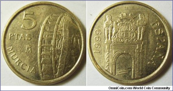 Spain 1999 5 ptas. Another example.
