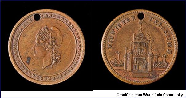 Small copper token or charm from the California Midwinter International Exposition.