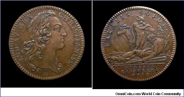 Louis XV - Fatalis sopor (Parties casuelles et revenus casuels) - Copper jetton - Mm. 29