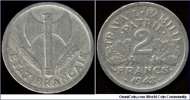 2 Francs from Vichy France.