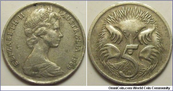 Australia 1969 5 cents.