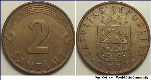 Latvia 2000 2 santimi.