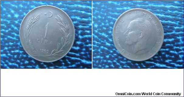 This coin belong to turkey. one Lira1969