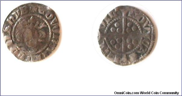 Edward I Long Cross Penny of Newcastle. Class 9b
17 mm. 1.1 grams 0.7 dwt 16.8 grains
Contraction mark in arms of V