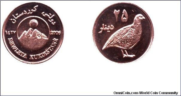 Kurdistan, 25 dinars, 2006.                                                                                                                                                                                                                                                                                                                                                                                                                                                                                         