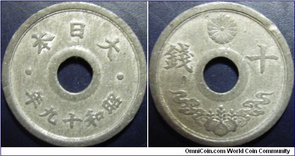 Japan 1944 (Showa 19) 10 sen.