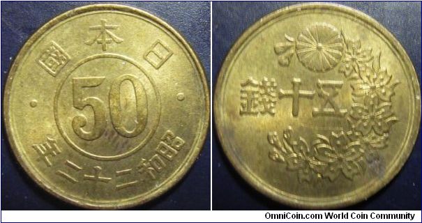 Japan 1947 (Showa 22) 50 sen.