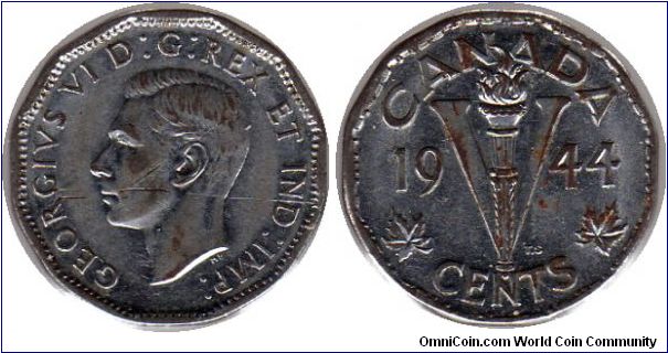 1944 5 cents - scratched