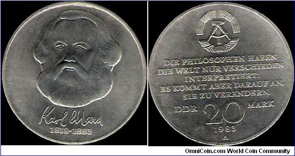 20 Mark 1983 A, Karl Marx 1818-1883