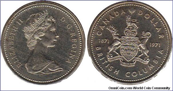1971 Silver Dollar - Canada's first non-circulating silver dollar.