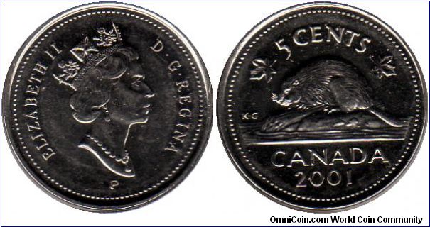 2001 P 5 cents