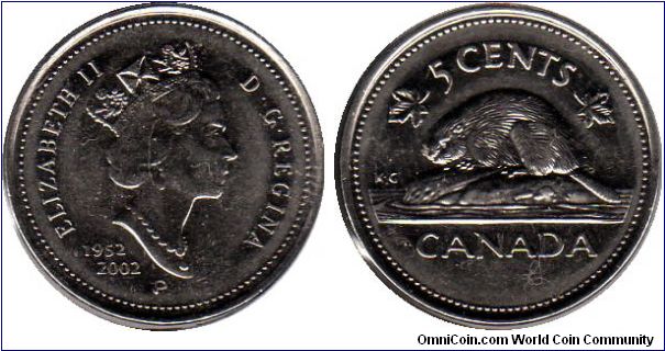 2002 P 5 cents