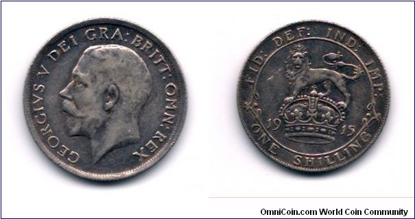 British Shilling First Coinage George V 1915 Spink 4013
