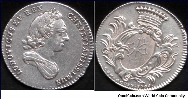 silver jeton issued for the Languedoc Estates, this one bearing the older bust of Louis XV and the unabbreviated `christianissimus'in the legend (most christian).