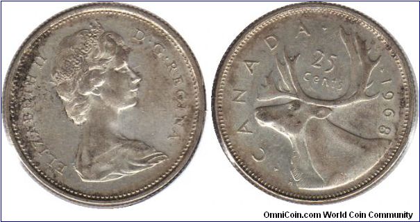 1968 25 cents silver
