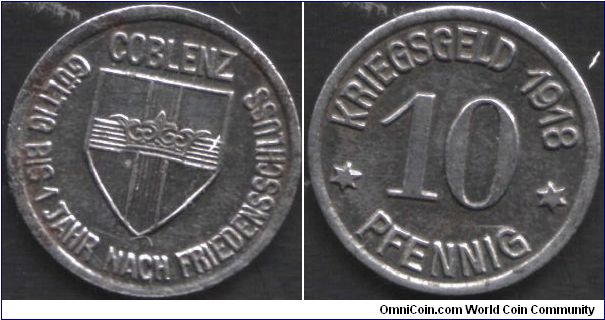 Coblenz 10 pfennig notgeld.