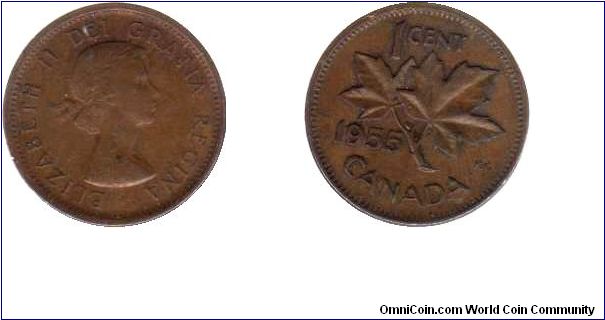 1955 1 cent - shoulder  strap