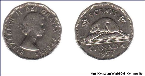 1957 5 cents