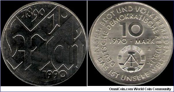 10 Mark 1990 A, 100th international labour day