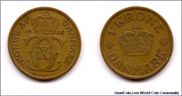 Denmark One Krone 1926.