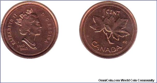 2002 1 cent