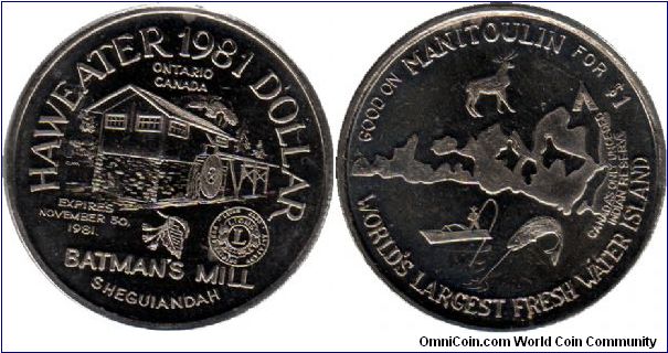 1981 Manitoulin Island Haweater Dollar