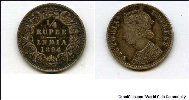 1/4 Rupee
Queen Victoria