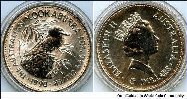 $5
1oz Silver Kookaburra
QEII