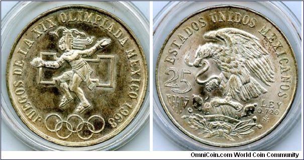 25 Peso
Olympic Games Issue
Aztec ball player
Eagle & Snake