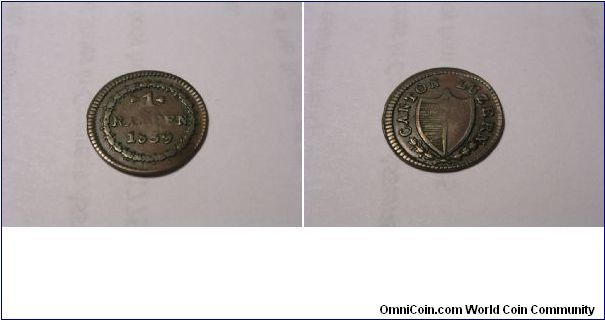 Luzern, Swiss Canton 1 Rappen
Copper, KM# 119