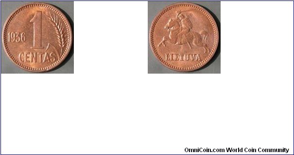 1 Centas, Bronze, Mintage: 9,995,000
KM# 79