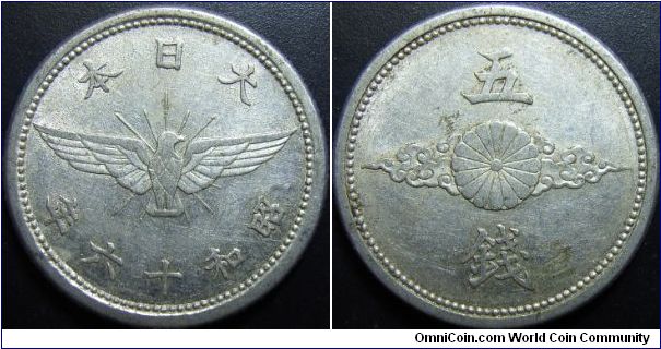Japan 1941 5 sen. 1.20g. Nice example.