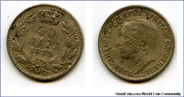 Yugoslavia
1925
50 Paras
Crown & Alexander I 1921-1934