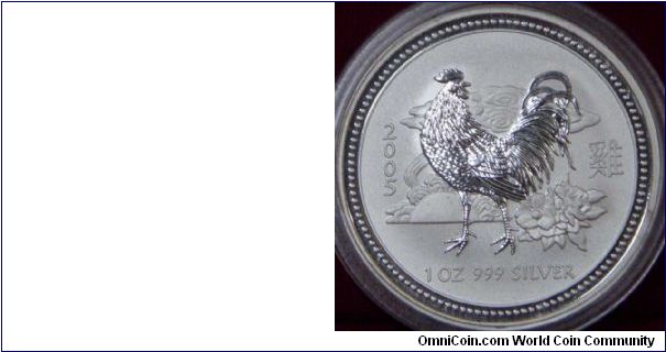 1 oz silver Lunar NCLT, Year of the Rooster