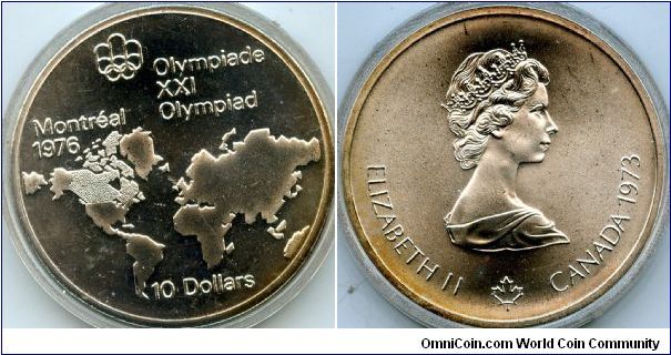 1978
$10
Montreal Olympics
Map of the world highlighting Canada 
QEII