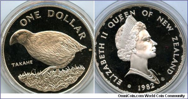 1982 
$1 Silver 
Takahe Bird
QEII