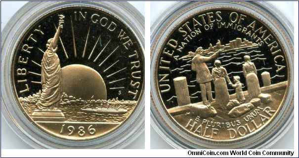 1986s
Half Dollar
Statue of Liberty Centinal
Imigrants on Pier