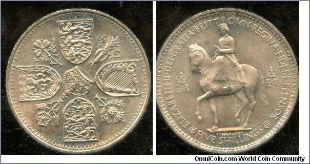 1953 
Crown
Coranation 
Emblems of Union
QEII on horseback