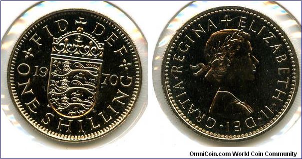 1970
1/- One Shilling
English Three Lions within Shield
QEII