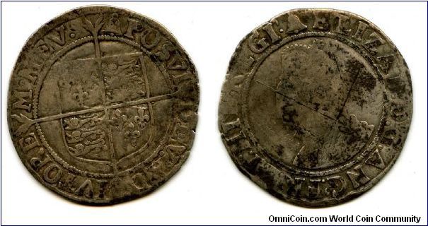 1582/3
1/- 1 Shilling
Royal Standard
Queen Elizabeth I 1558-1603
Mint Mrk Bell- 5th Issue