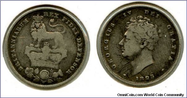 1825
1/- 1 Shilling
Lion on Crown
George IV 1820-1830