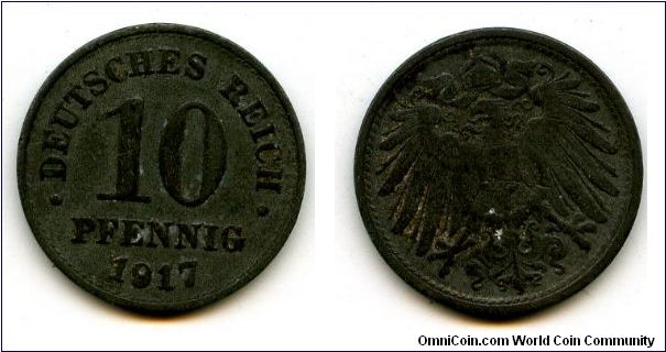 1917 Zinc
10pf
Value
Imperial Eagle