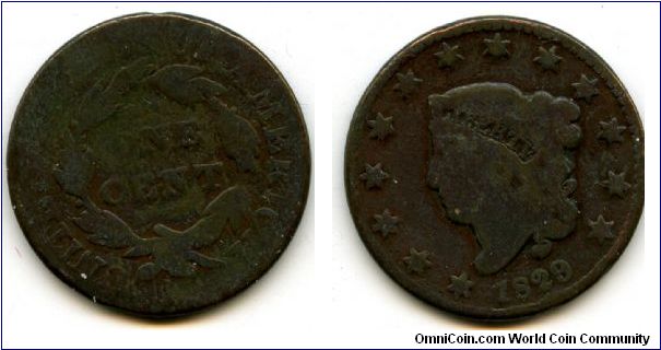 1829 
1Cent
Coronet Head