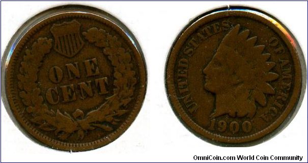 1900
1 Cent
Value in Wreath
Indianhead