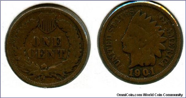 1901
1 Cent
Value in Wreath
Indianhead