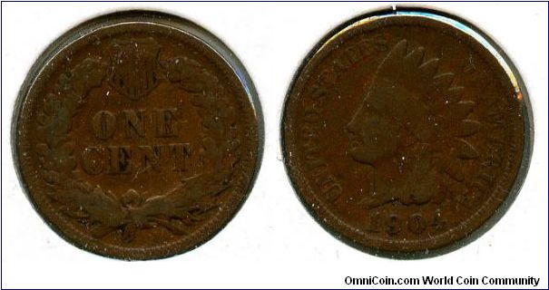 1904
1 Cent
Value in Wreath
Indianhead